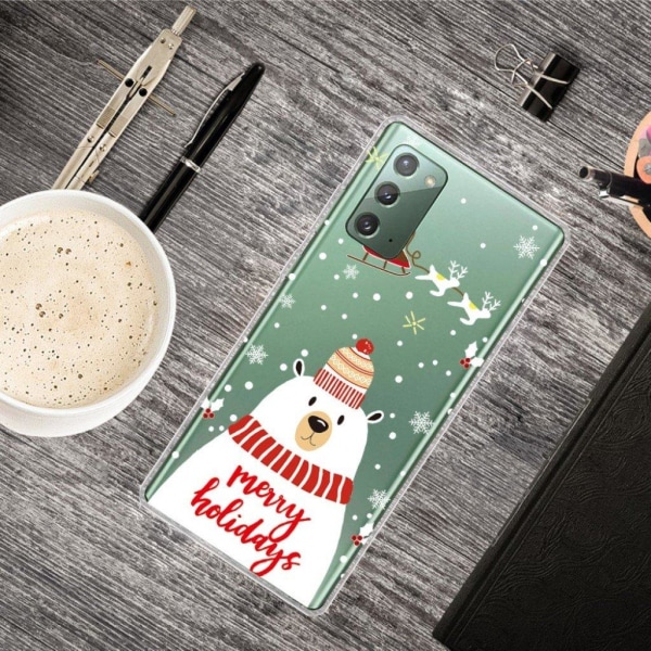 Juletaske til Samsung Galaxy Note 20 - Isbjørn Med Halstørklæde White