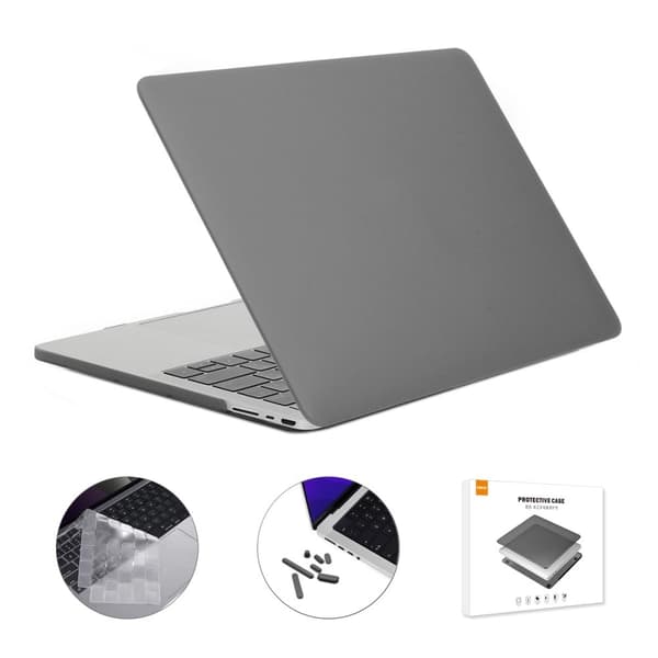 HAT PRINCE MacBook Pro 16 M1 / M1 Max (A2485, 2021) laptop- och tangentbordsskydd med dammskyddspluggar - Grå Silvergrå