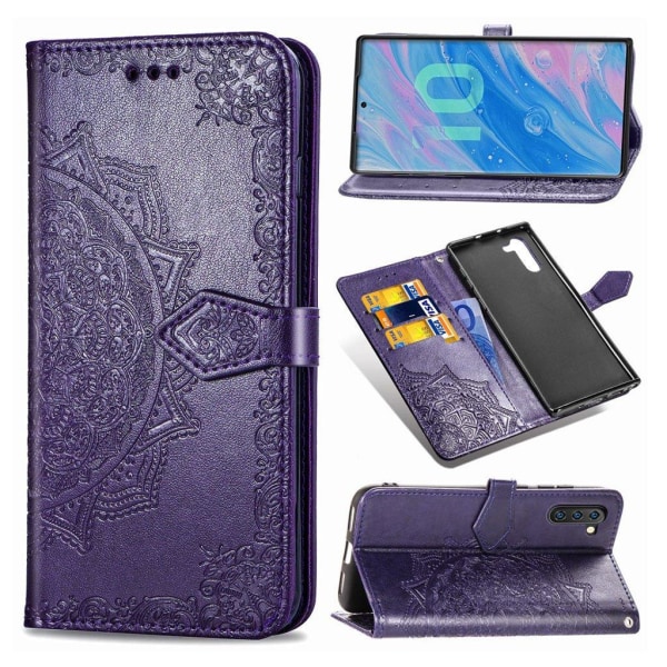 Mandala Samsung Galaxy Note 10 Flip kotelot - Violetti Purple