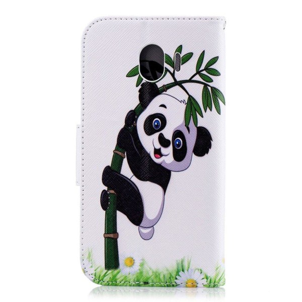 Samsung Galaxy J4 (2018) mønstret læder flip etui - Panda Multicolor