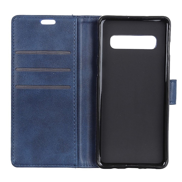 Samsung Galaxy S10 mat læder flip etui - Blå Blue
