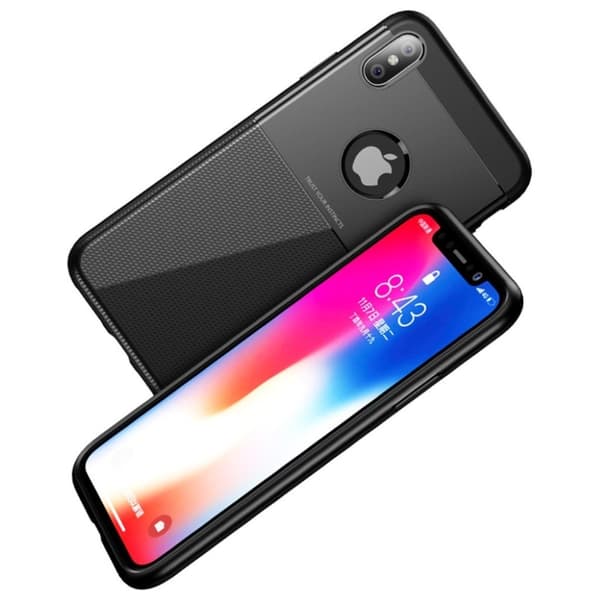 IPAKY iPhone Xs Max hybrid etui med gittermønster - Sort Black