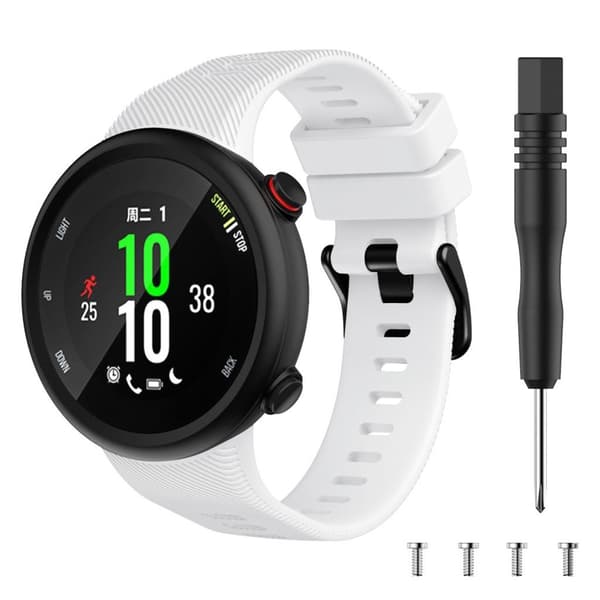 Garmin Forerunner 45S hållbart svart klockarmband i silikon med spänne - Vit Vit