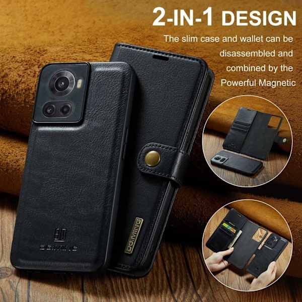 DG.Ming OnePlus 10r / Ace 2-in-1 Lompakko Suojakotelo - Musta Black