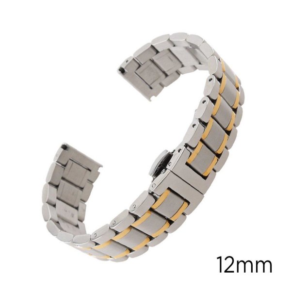 12mm stainless steel watch band - Silver / Gold Silvergrå