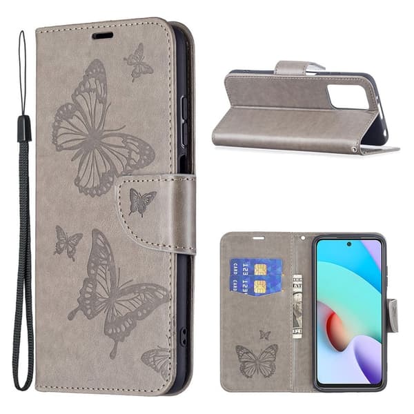 Butterfly Xiaomi Redmi 10 Prime / Redmi 10 Läppäkotelo - Harmaa Silver grey