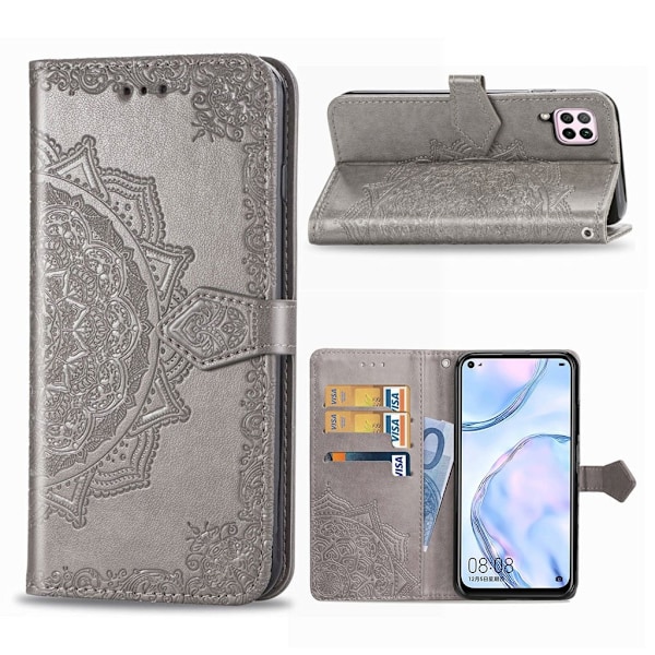 Mandala Huawei Nova 6 SE / P40 Lite Flip-etui - Grå Silver grey