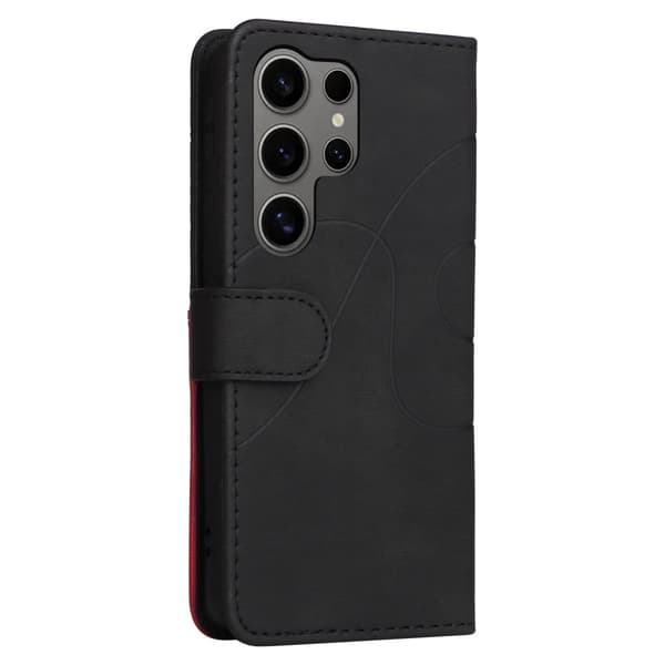 Tekstureret Samsung Galaxy S25 Ultra læderetui med rem - Sort Black