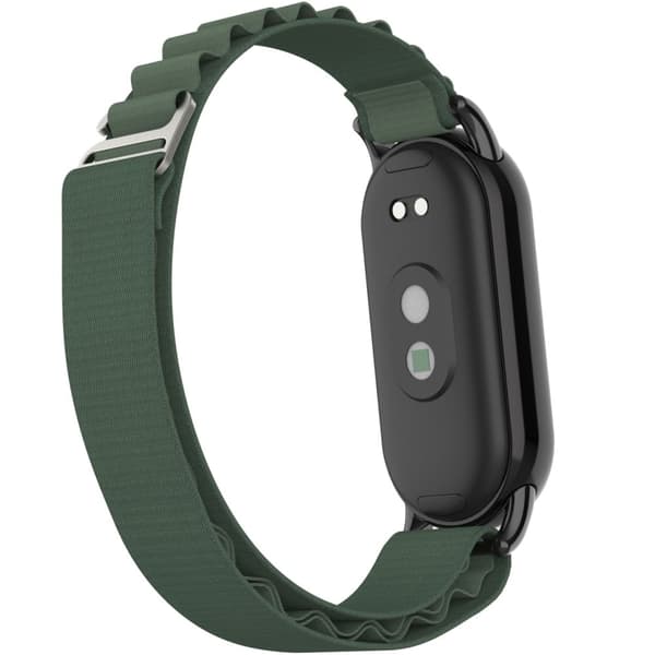 Xiaomi Smart Band 8 nylonrem med sort stik - Militærgrøn Green