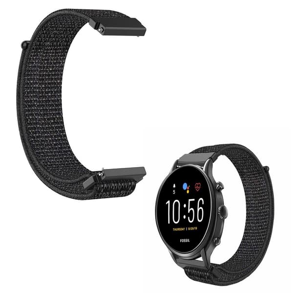Fossil Gen 5 nylonkellonauha - Musta Black