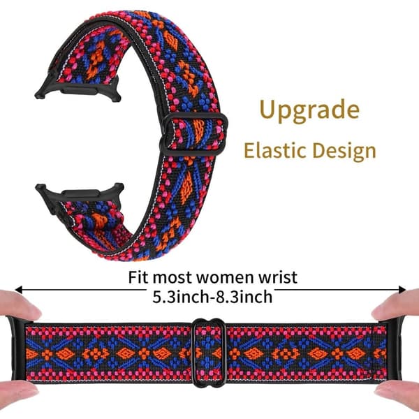 Samsung Galaxy Watch Ultra 47mm urrem med sort stik Justerbar elastisk håndledsrem - Style 54 Red