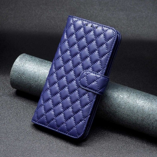 Rombuskuvioinen matta läppäkotelo Realme V25 / Realme 9 Pro - Sininen Blue
