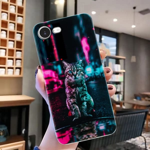 iPhone 16e-etui Blødt, fleksibelt telefonbagcover med mønsterudskrivning - Trafiklys-Kat Multicolor