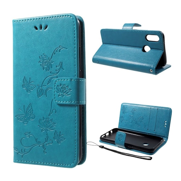 Butterfly läder Huawei P20 Lite fodral - Blå Blå