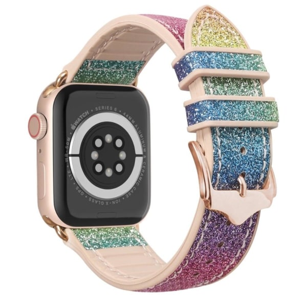 Apple Watch (41mm) glittery leather watch strap - Rainbow Multicolor