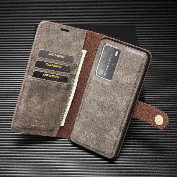 DG.MING Huawei P40 Pro 2-in1 Wallet kotelot - Kahvi Brown