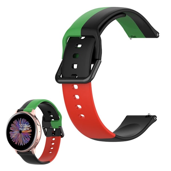 Universal trefarvet silikone-urrem - Sort / Grøn / Rød Multicolor