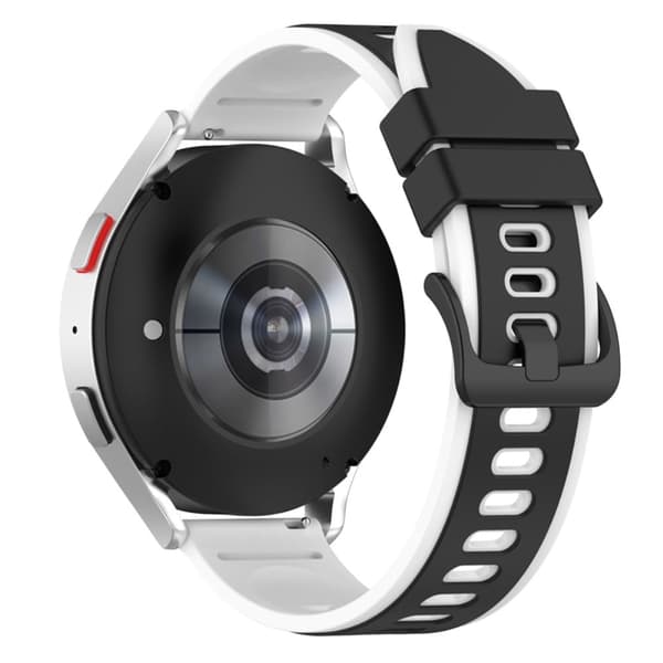 20 mm dobbeltfarvet silikoneurrem til Samsung-ur - Sort / Hvid Black