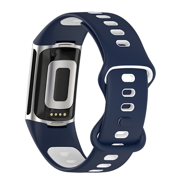 Fitbit Charge 5 tofarvet silikone-urrem - Midnatsblå / Hvid Blue
