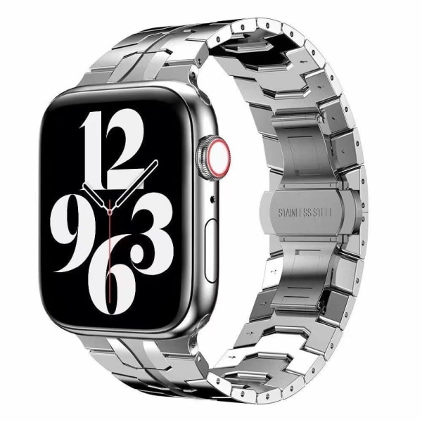 Apple Watch (45mm) stylish stainless steel watch strap - Silver Silvergrå