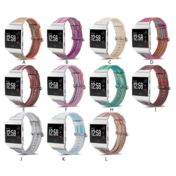 Fitbit Ionic Äkta läder klockband med unik design - Lila multifärg