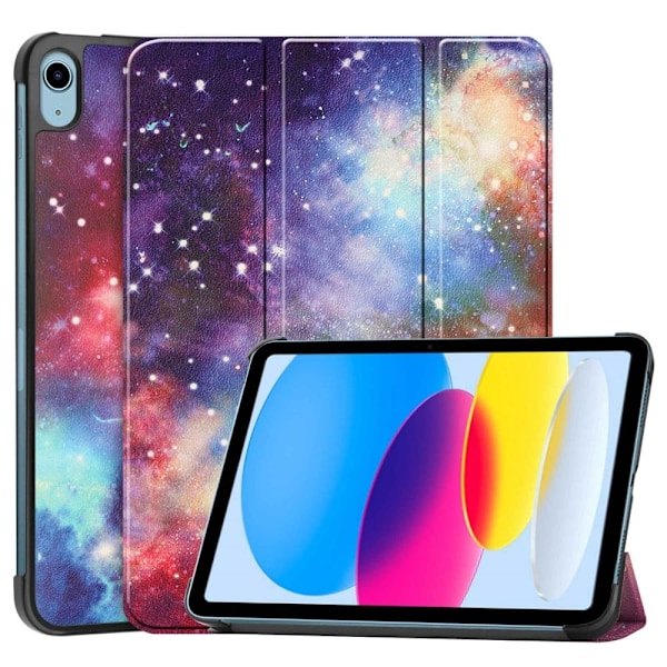 iPad 10.9 (2022) kolmiosainen nahkakotelo - Tähtitaivas Multicolor
