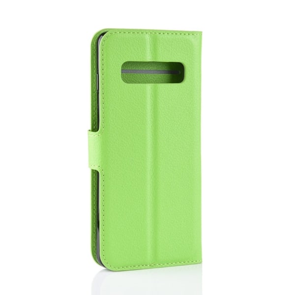 Samsung Galaxy S10 litchi skin læder flip etui - Grøn Green