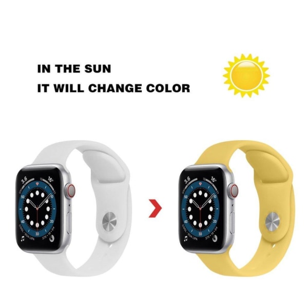 Apple Watch 40mm värinvaihtuva silikonikellon hihna - Valkoinen Keltaiseksi Multicolor