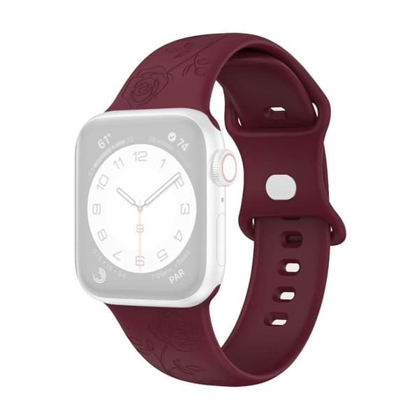 Apple Watch Ultra gravert mønster silikonrem - Vinrød Red