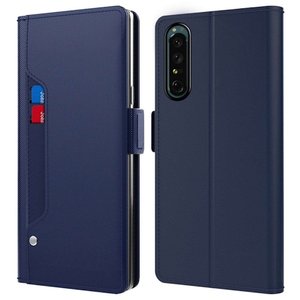 Phone Suojakotelo With Make-up Mirror And Slick Design For Sony Xperia 5 III - Sininen Blue