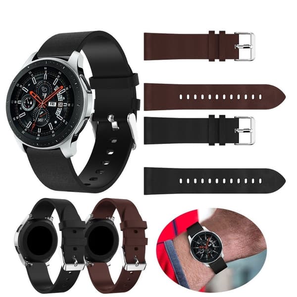 Samsung Galaxy Watch (46mm) erstatnings urrem i læder med tekstur - Sort Black