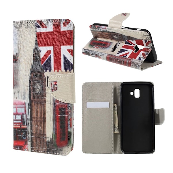 Samsung Galaxy J6 Plus (2018) kryds tekstur læder flip etui - London Elementer Multicolor