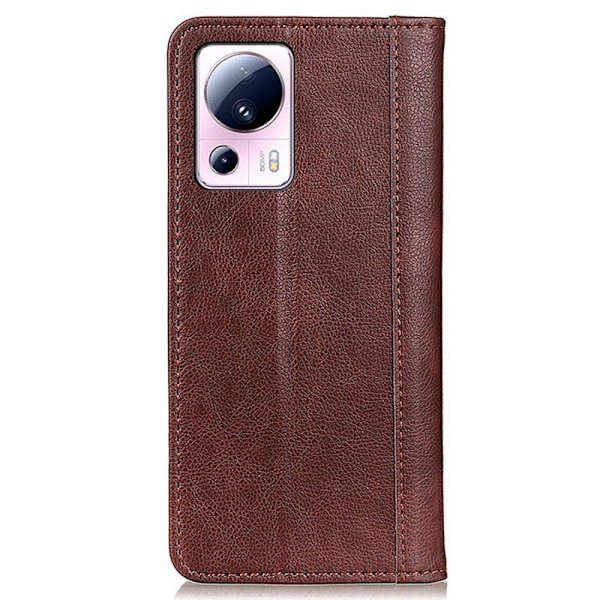 Äkta läder Xiaomi 13 Lite / Xiaomi Civi 2 fodral med magnetisk stängning Brun