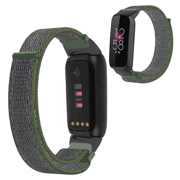 14mm Fitbit Luxe nylon loop watch strap - Army Green Grön