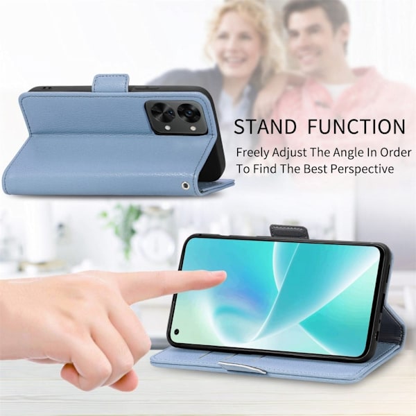 Pehmeä kukkakoristelu nahkakotelo OnePlus Nord 2T - Sininen Blue