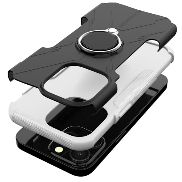 Kickstand-skydd med magnetisk platta för iPhone 13 Pro Max - Vit Vit