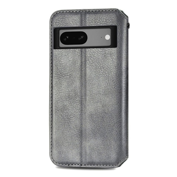 Nahkakotelo With A Stylish Rhombus Imprint For Google Pixel 7a - Harmaa Silver grey