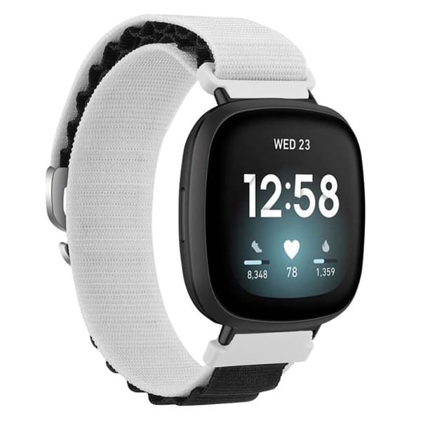 Fitbit Versa 4 / Versa 3 / Sense 2 / Sense Klockarmband Nylon Justerbart handledsband - Vit + Svart Vit