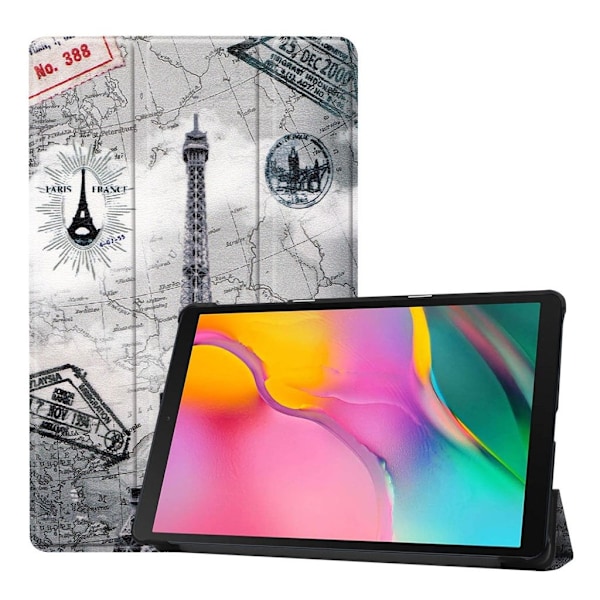 Samsung Galaxy Tab A 10.1 (2019) tredubbelt läderfodral - Eiffeltornet Silvergrå
