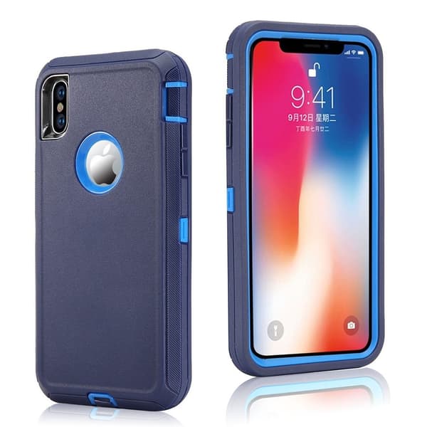 Stødsikkert hybridetui til iPhone Xs Max - Mørkeblå / Babyblå Blue