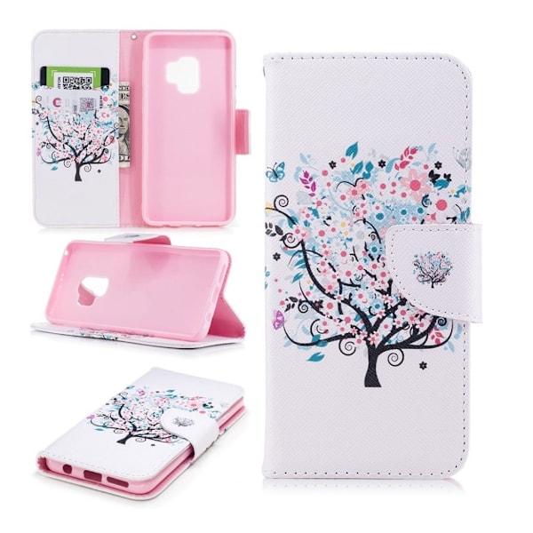Samsung Galaxy S9 Printet Mønster PU læder flip etui - Blomster Træ Multicolor