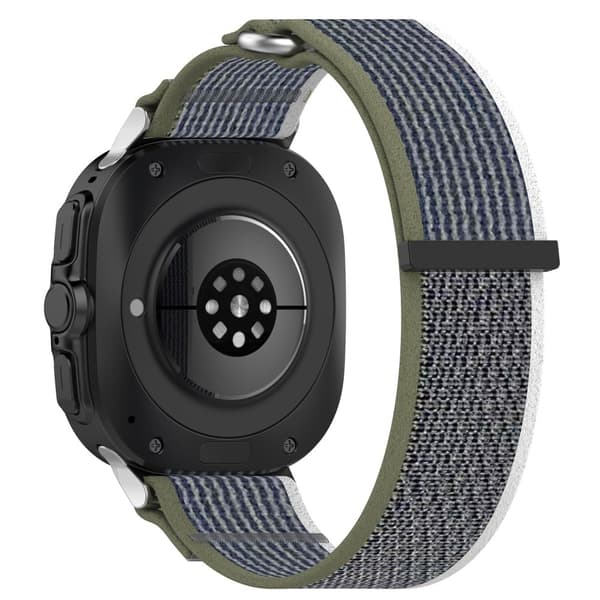 Samsung Galaxy Watch Ultra 47mm Nylon Klockarmband Loop Fastener Justerbart handledsarmband - Grön + Grå Silvergrå