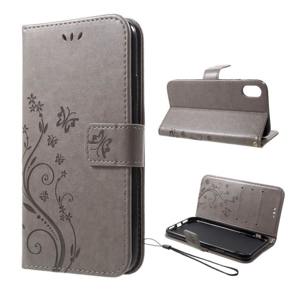 iPhone XR mobilfodral syntetläder silikon stående plånbok - Grå Silvergrå