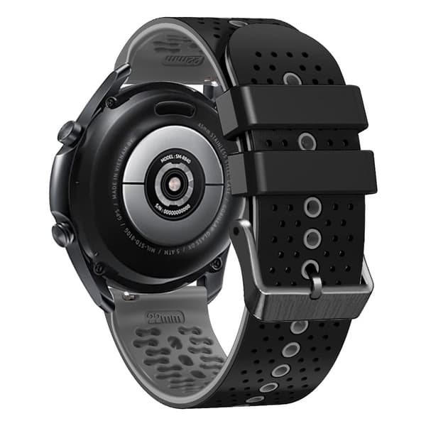 22 mm universellt dubbelfärgat klockarmband - Svart / Grå Silvergrå