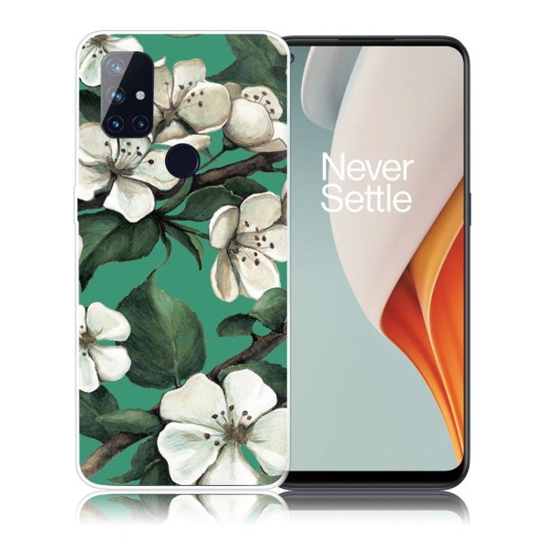 Deco OnePlus Nord N100 etui - hvid blomster White