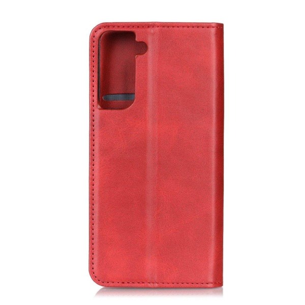 Lompakko-style Aitoa Nahkaa Läppäkotelo For Samsung Galaxy S21 P Red