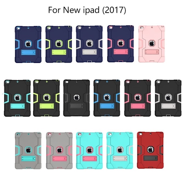 IPad (2018) skyddshölje plast silikon utfällbart ben stötdämpande - Helsvart Svart