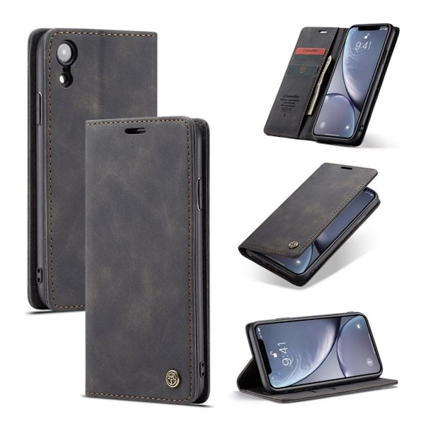 CASEME iPhone Xr læder flip cover - Sort Black
