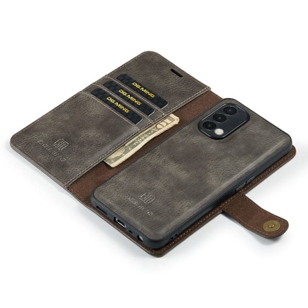 DG.MING OnePlus Nord N200 5G 2-in-1 lompakkokotelo - Harmaa Silver grey