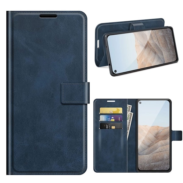Wallet-style Lær Etui til Google Pixel 5a - Blå Blue